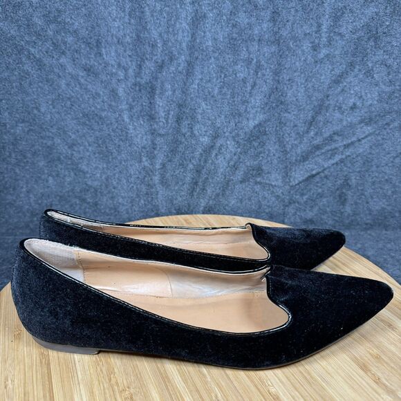 J. Crew Flats Womens 6.5 Black Velvet Pointed Toe Casual - Picture 1 of 6